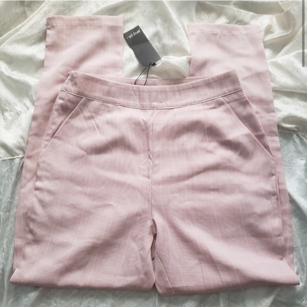 BNWT Blush Plaid Tapered Trousers